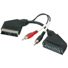 21p SCART kabel SCART plug + 2 tulp pluggen (audio) - 21p kontra SCART plug 0,20 m